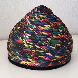 Vintage 60s Folded Silk Multi-Colored Hat